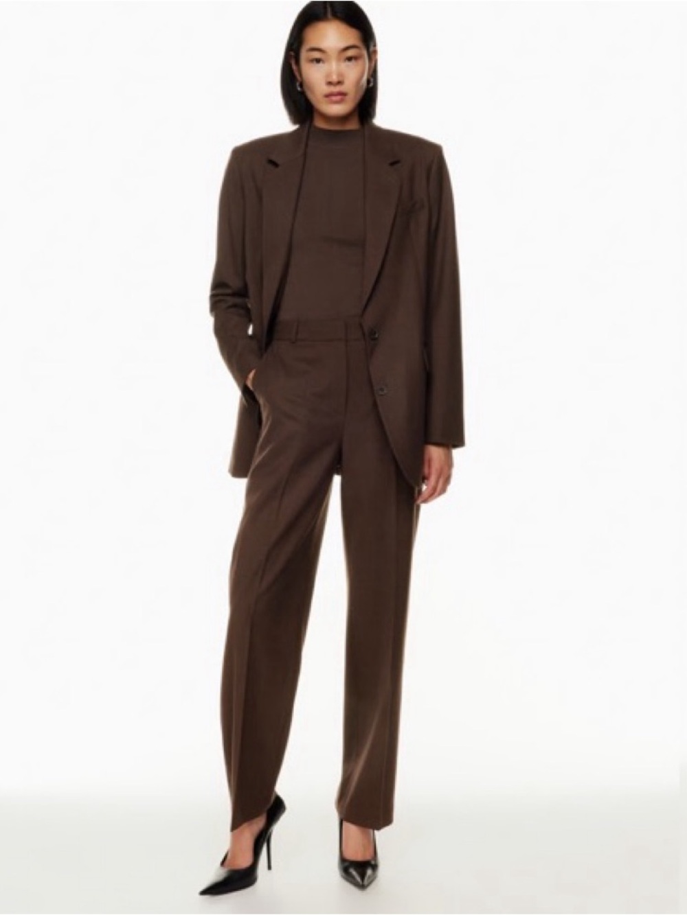 Babaton Agency Wool Pants Size 8 Mocha Brown Espresso Tone Trousers